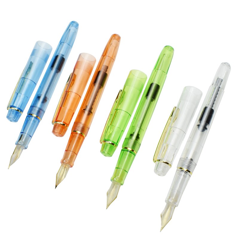 Transparent Ink Pen Plastic Fountain Pen Writing Calligraphy Tools Office School Writing Materials Stationery Supplies