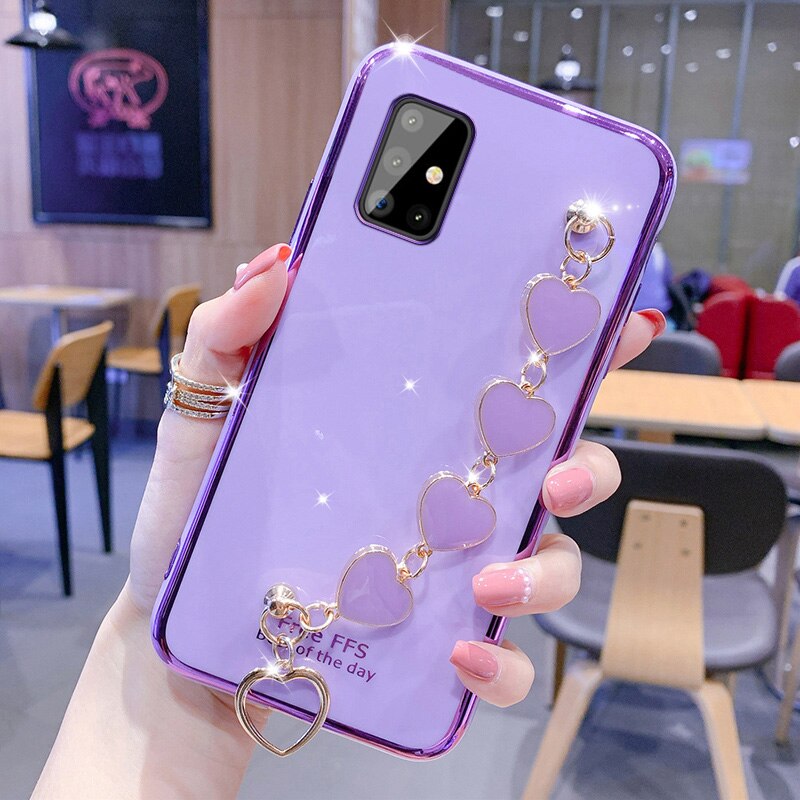 Liebesarmband-kette, silikonhülle mit beschichtung für samsung Galaxis  a02s a03s a02, weiche tpu-handgelenkschlaufe