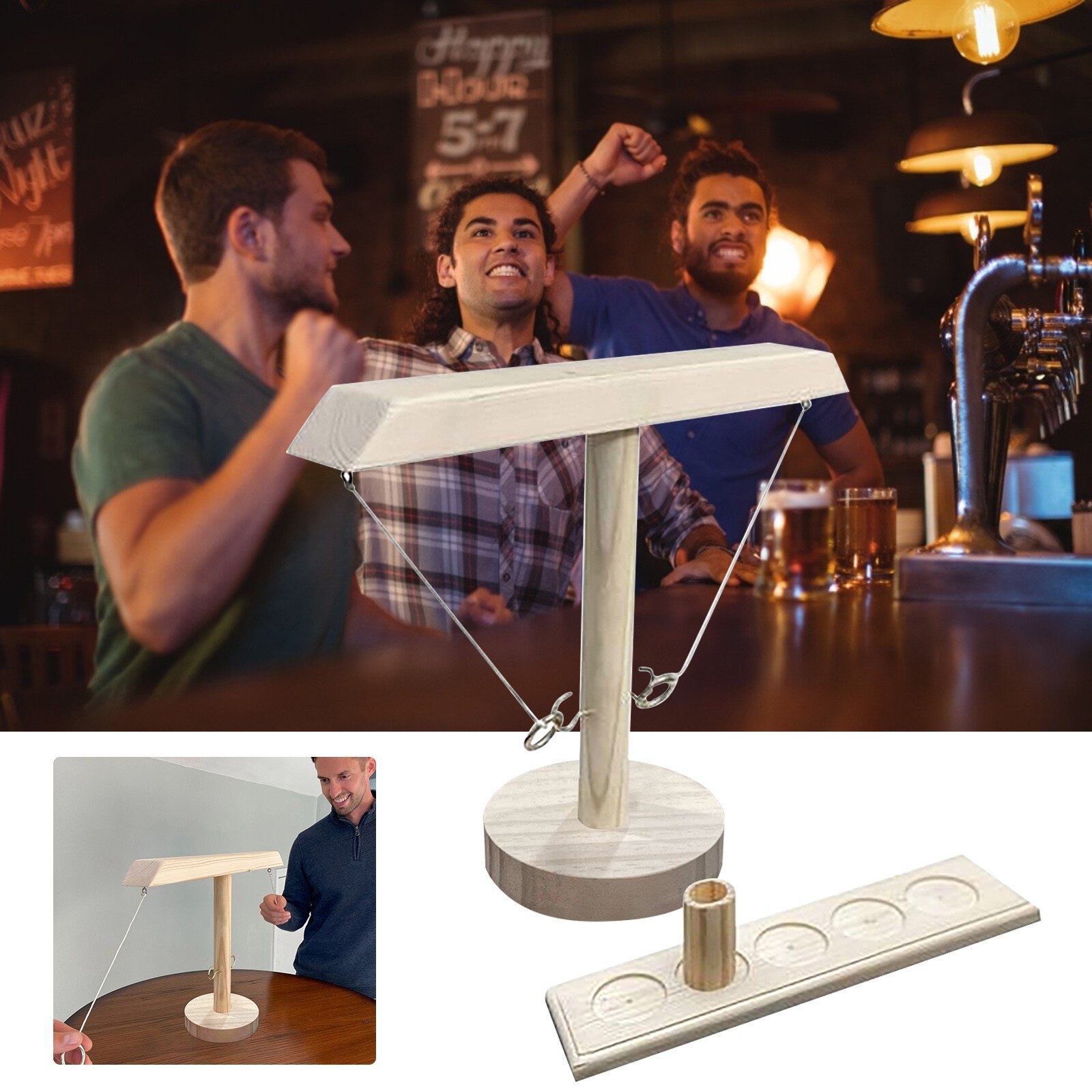 Party toys Leisure Industrial Style Bar Drink Shop Handmade Wooden Ring Toss Hooks Fast-paced Interactive Game For Bars Home