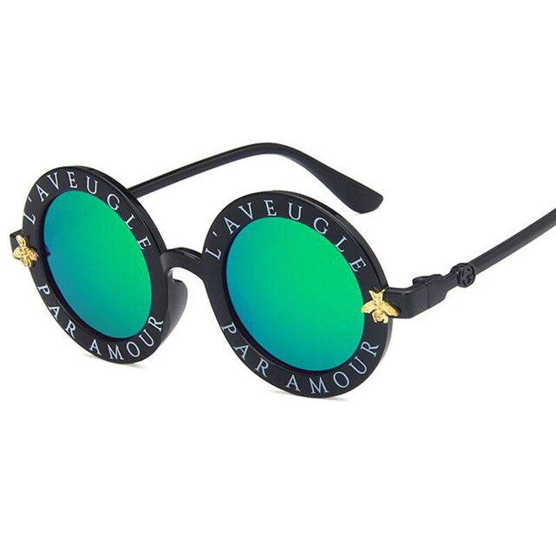 Steampunk Cartoon Kinderen Zonnebril Jongens Meisjes Luxe Vintage Kinderen Zonnebril Ronde Zonnebril Oculos Feminino Accessoires: green coated