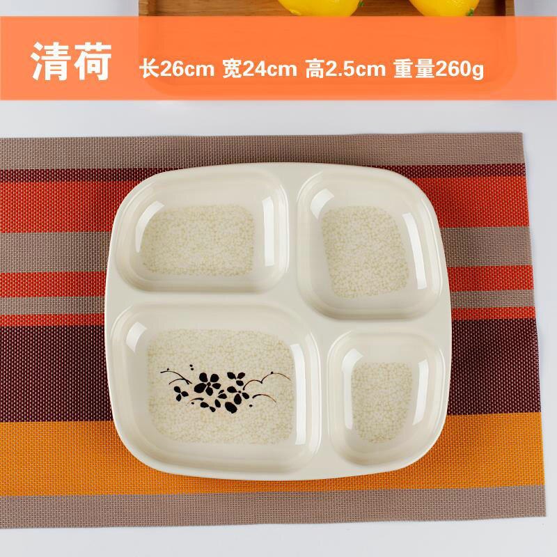 10 Inches Divided Plates,Melamine Tray Plate,Stackable,Dishwasher Safe (blue),Imitation Porcelain Square 4 Grid Fast Food Plate: 7