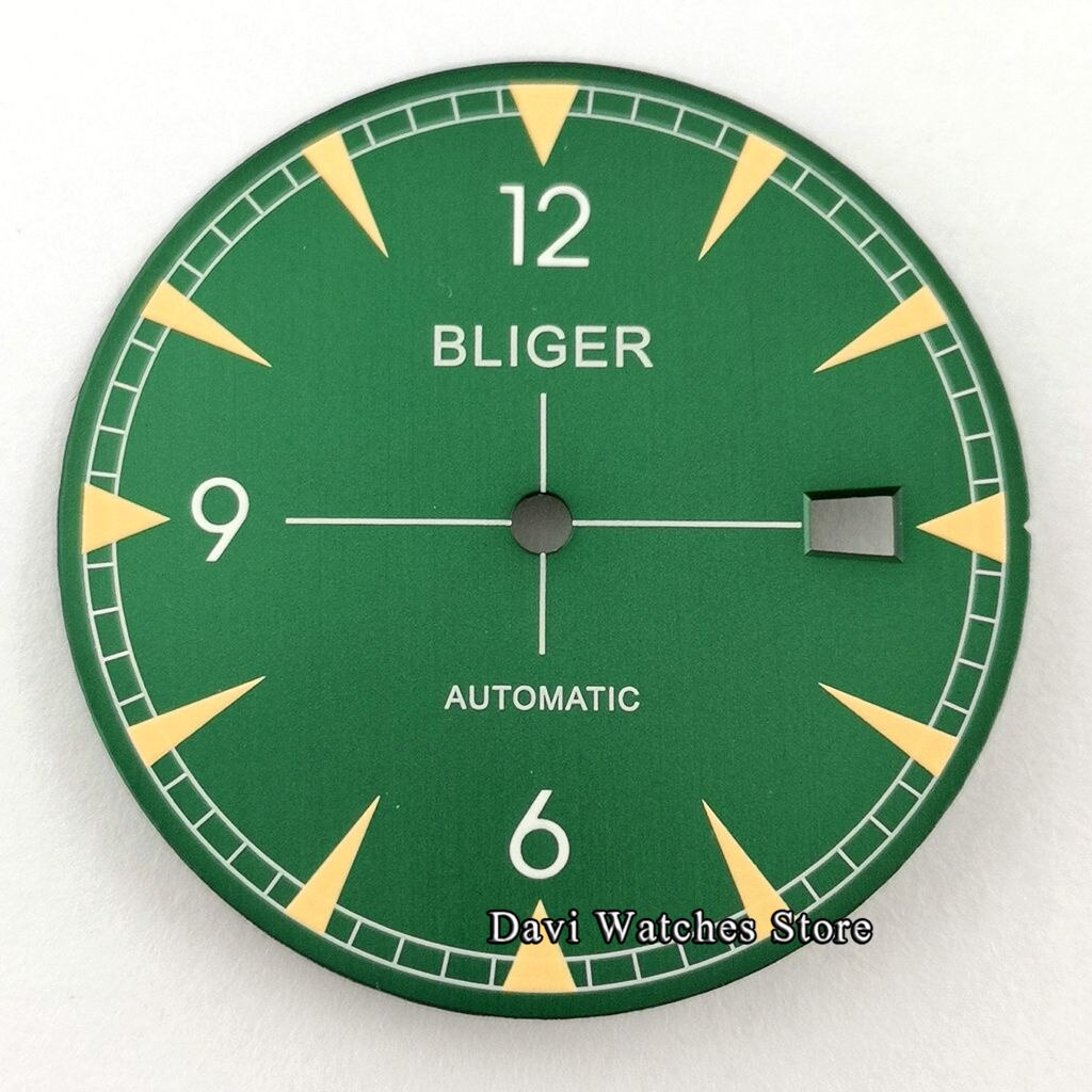 33.2Mm Bliger/Steriele Wijzerplaat Onderdelen Groen Lichtgevende Fit NH35 NH35A Automatische Beweging