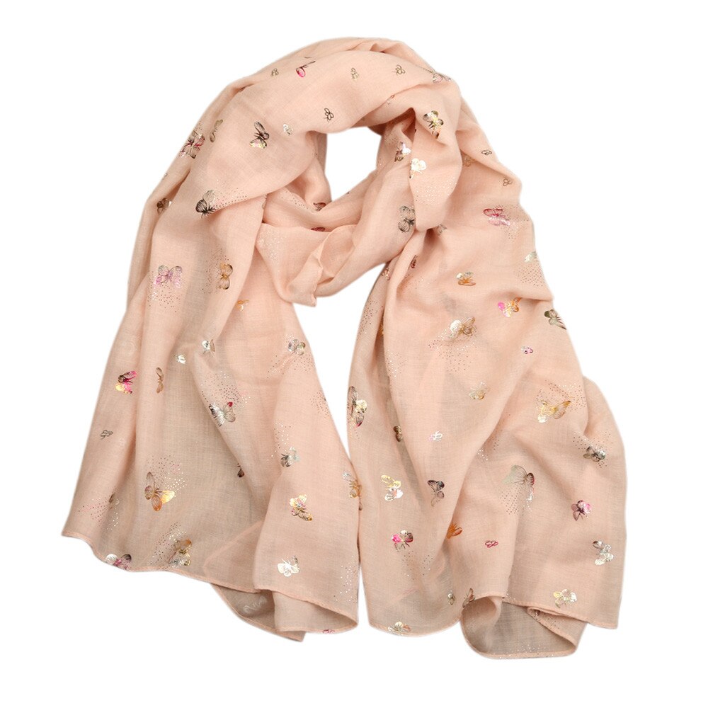 Écharpe à imprimé papillon pour femme, foulard doux, coupe-vent, accessoires, châle, chauffe-cou, étole: Pink