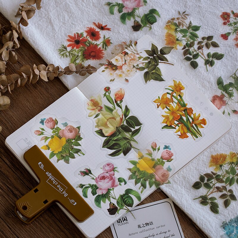 40Pcs Natuur Fotoboek Huisdier Grote Deco Stickers Plant Bloem Blad Transparante Kogel Journaling Accessoires Esthetische Stickers