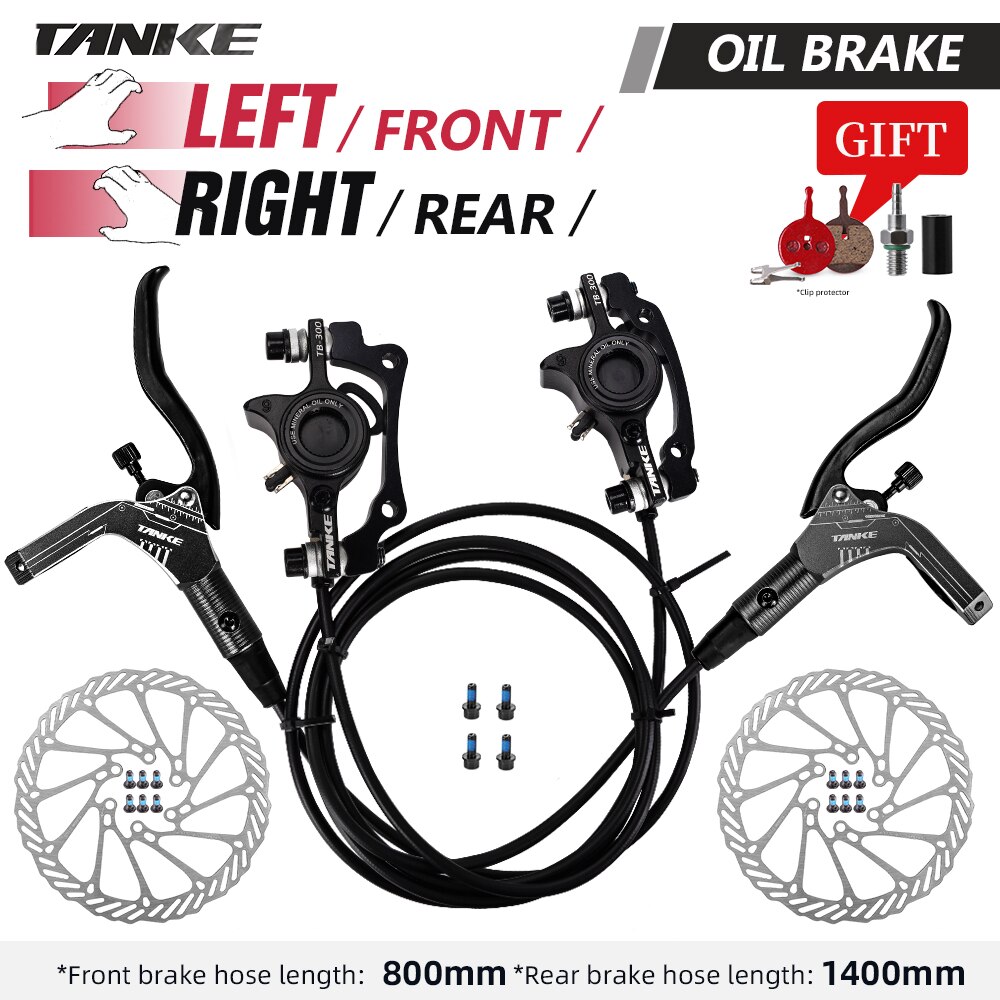 TANKE-Juego de frenos de disco hidráulicos para bicicleta de montaña, rotores de 160mm, placa de pinza de aceite, abrazadera delantera y trasera para bicicleta de montaña, mango de 22,2mm, un pilar: Verde militar