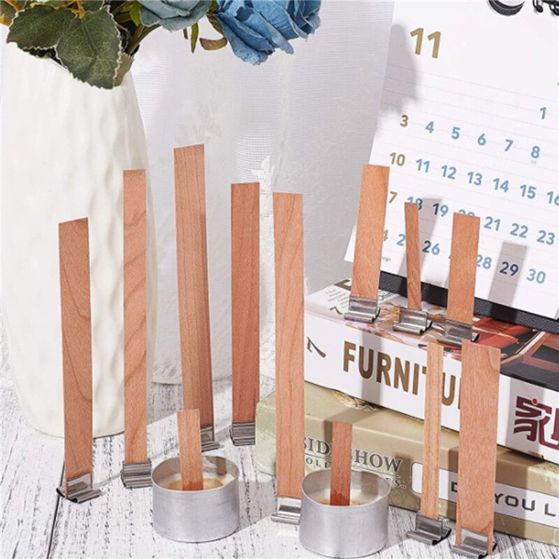 6-13cm Wooden Candles Wick With Sustainer Tab Candle Wick Core For DIY Candle Making Supplies Handmade Soy Parffin Wax Wick