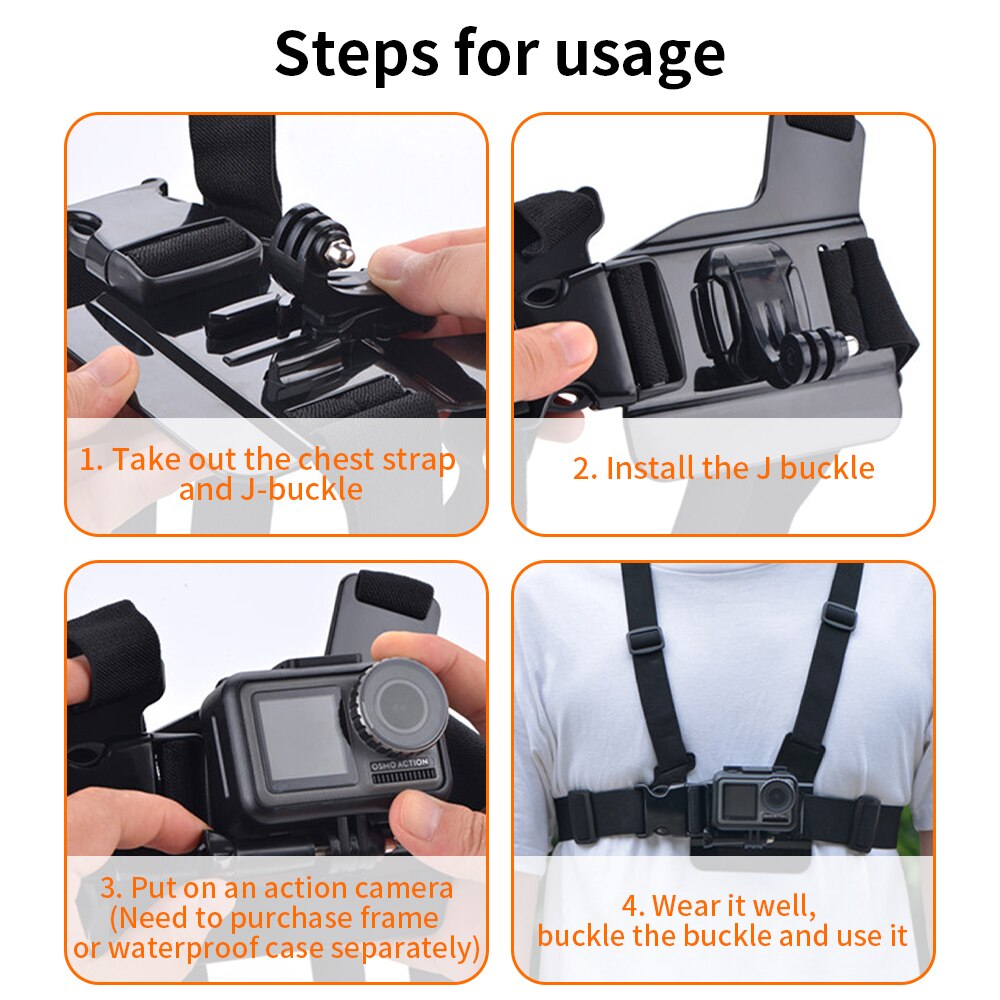 HONGDAK-arnés ajustable para cinturón corporal, montaje en el pecho para Cámara de Acción GoPro Hero 10, 9, 8, 7, EKEN, Smartphone con Clip
