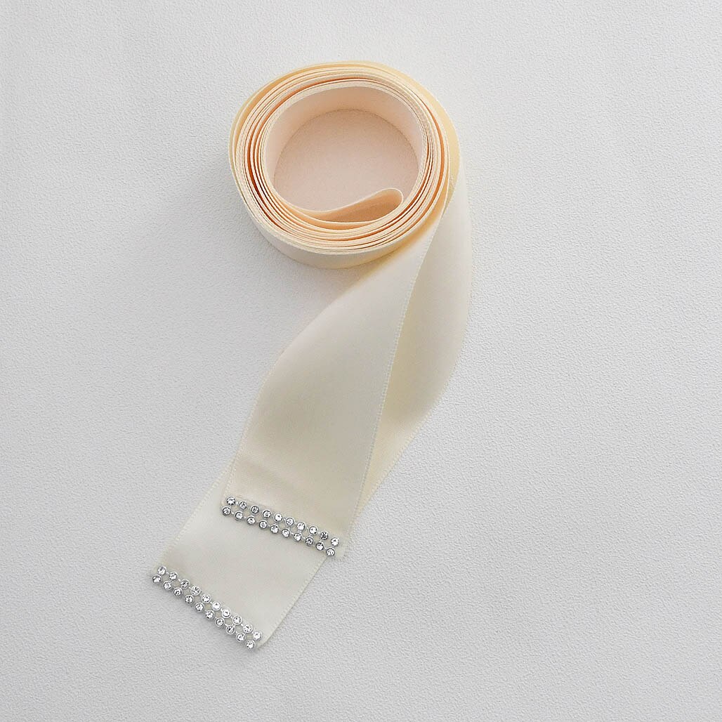 Cinturón de lujo con flores y plumas grandes para mujer, fajín de señora para de boda con diamantes de imitación y cinturón para chica de cristales, S478: ivory ribbon