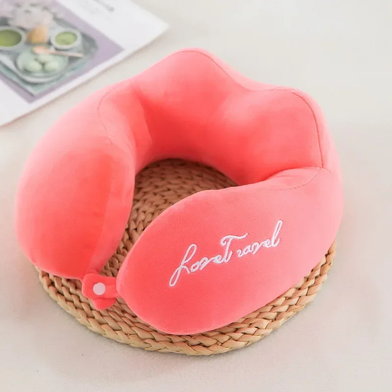 Travel Neck Pillow Travel Neck Cushion Durable U-Shaped Travel Portable Neck Pillow Airplan Soft Pillow PP Cotton: Pink