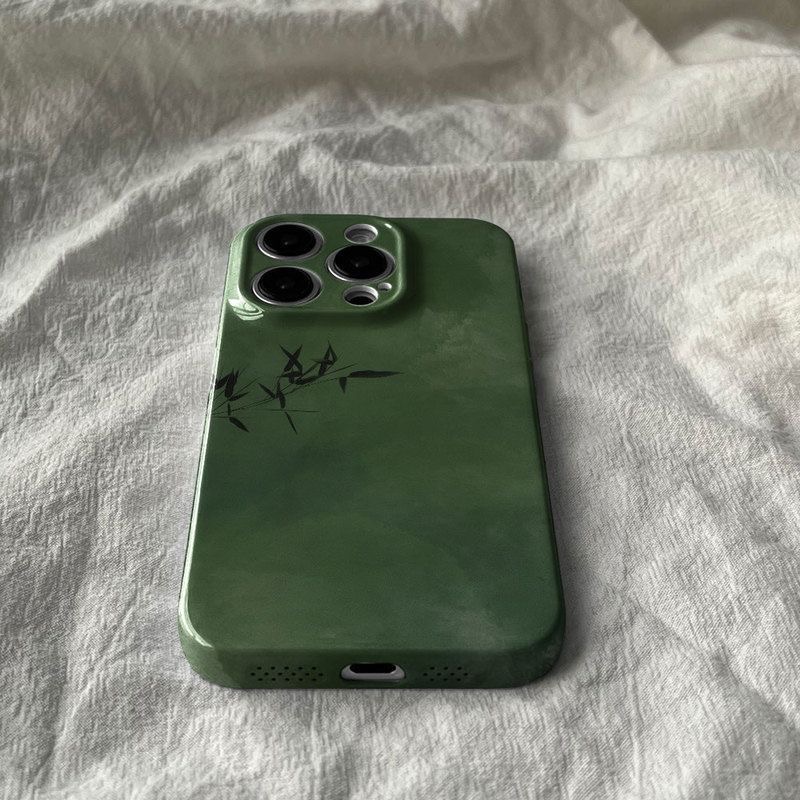 Nuova custodia in bambù verde foresta in stile cinese per IPHONE 16 15pro MAX 14 13 mini 15più 12 11 custodia rigida in acrilico per cellulare