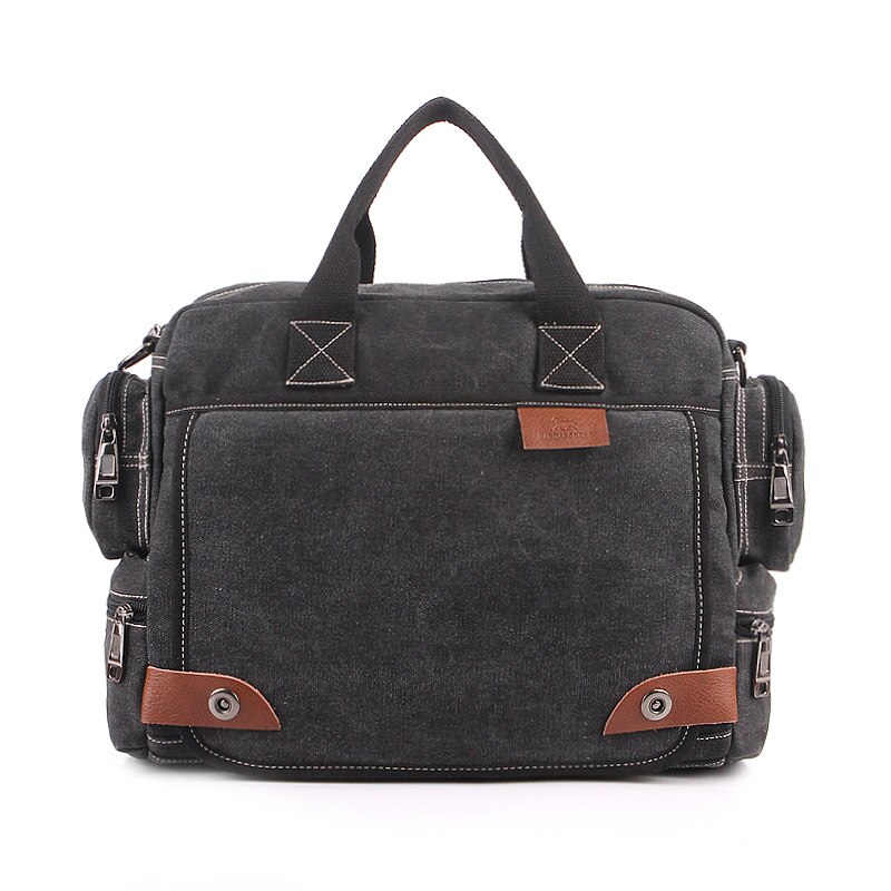! Bavi canvas bag, male casual shoulder bags, men messenger bag, canvas laptop briefcase: Black