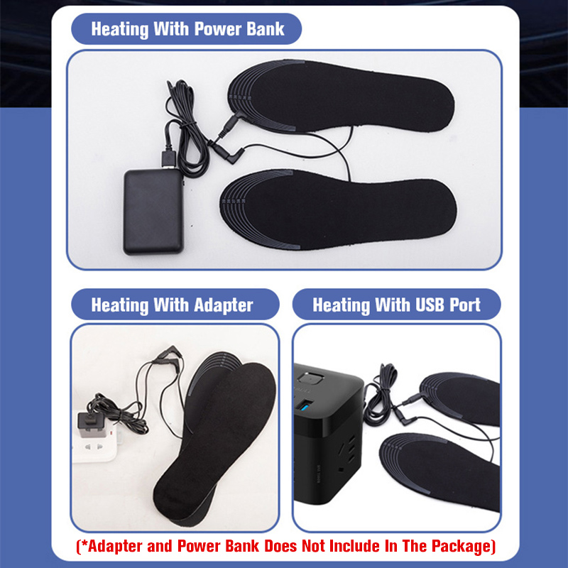 Usb-lämmitetyt kengänpohjalliset talviulkourheilu jalkalämmitin sukkatyynymatto sähköpestävä lämmityspohjallinen miehille naisille  xa21l