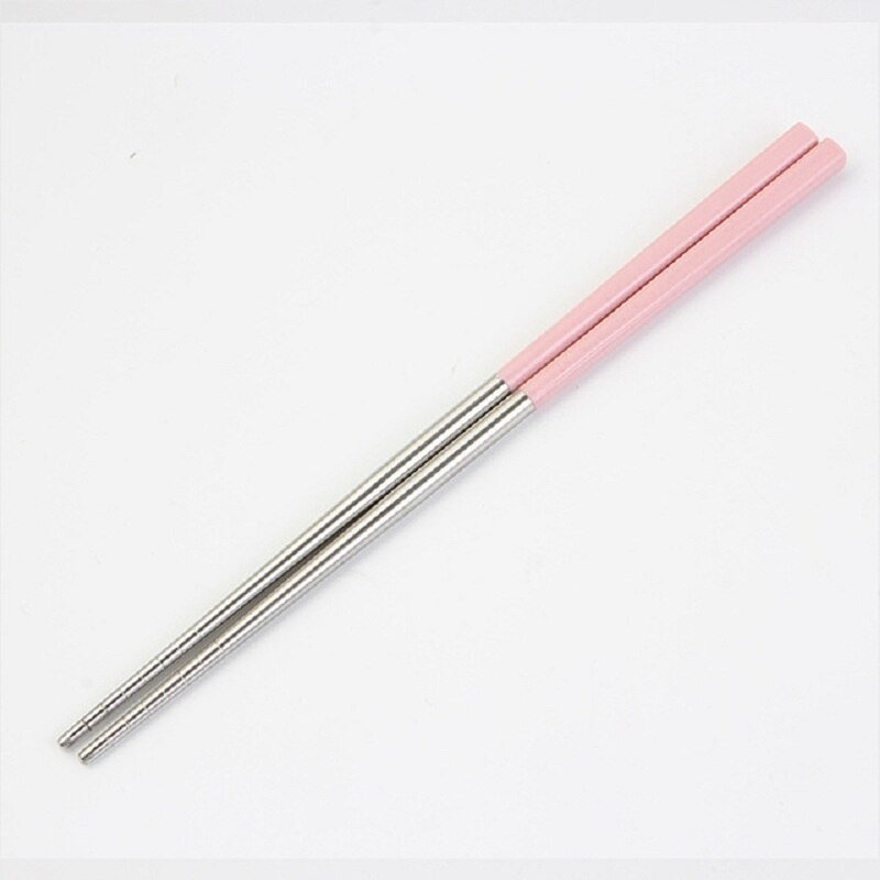 Vacclo Stainless Steel Chopsticks Eco-friendly Mildew Proof Sticks Delicate Domestic Kitchen Tableware for Food Rice Cutlery: Pink