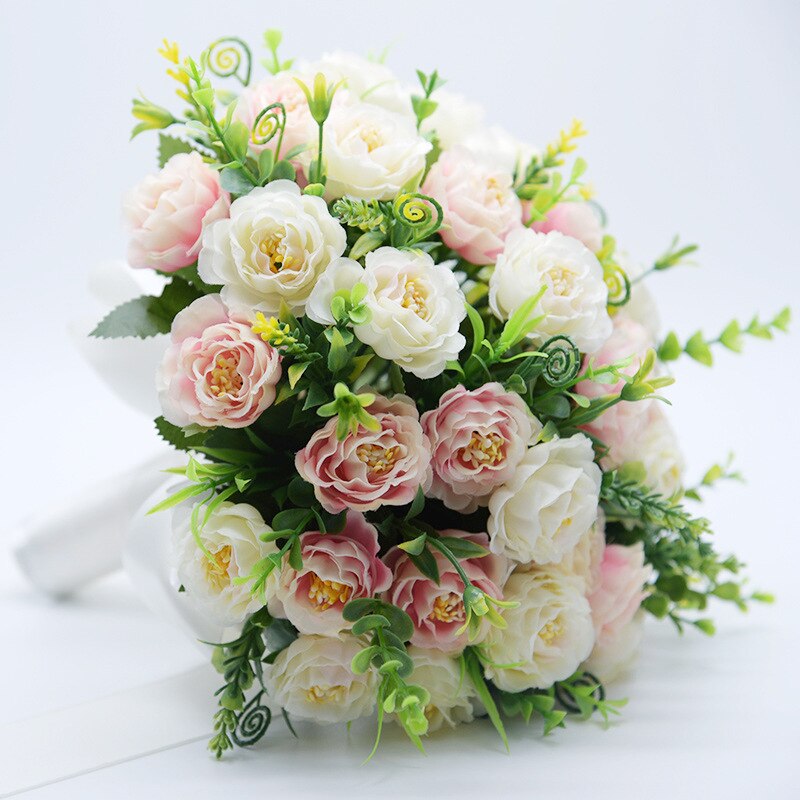 Bridal bloemen Boeket Bruiloft Boeket Kunstbloemen Voor Bruidsmeisjes Roze zijde bruidsboeketten De Mariage Bruidsboeket: Paars