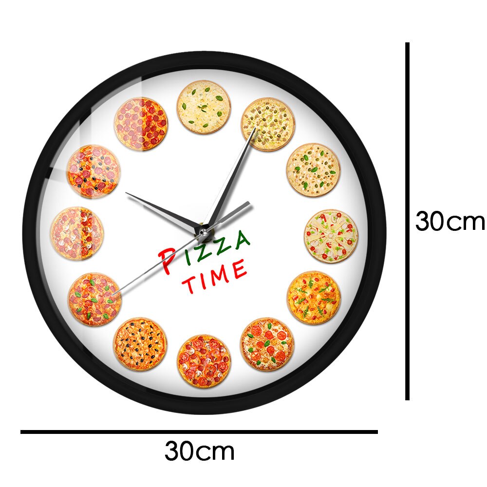 Italian Food Wall Clock with LED Time For Different Tastes Pizza Voice Control Watch Italy Restaurant Kitchen Decor