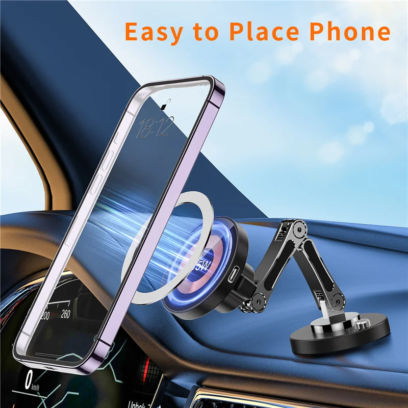 Soporte magnético para cargador inalámbrico de coche, soporte magnético para estación de carga rápida para iPhone 15, 14, 13, 12 Pro Max