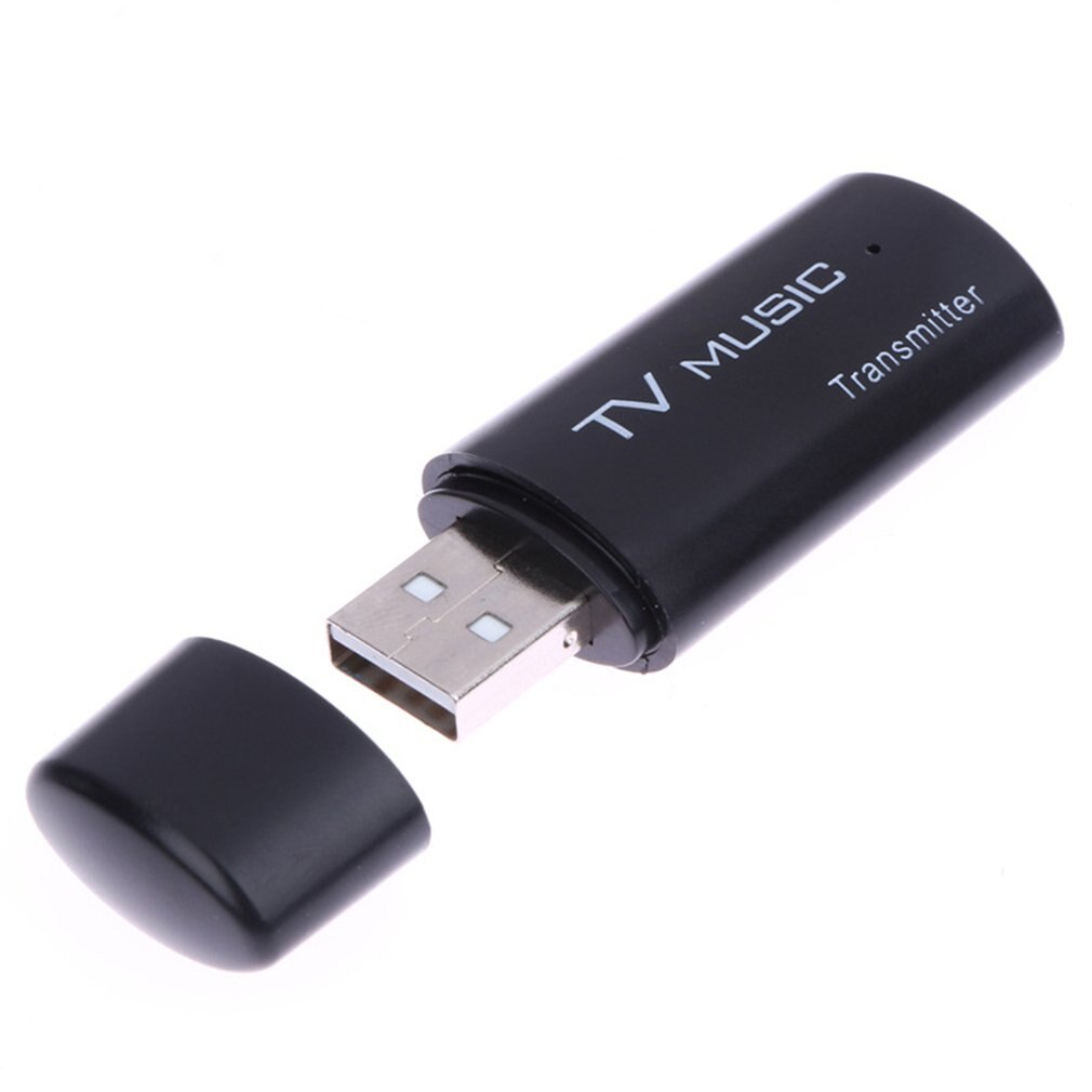 Black USB Audio Transmitter Wireless Stereo Music Box Dongle Adapter for TV MP3 PC