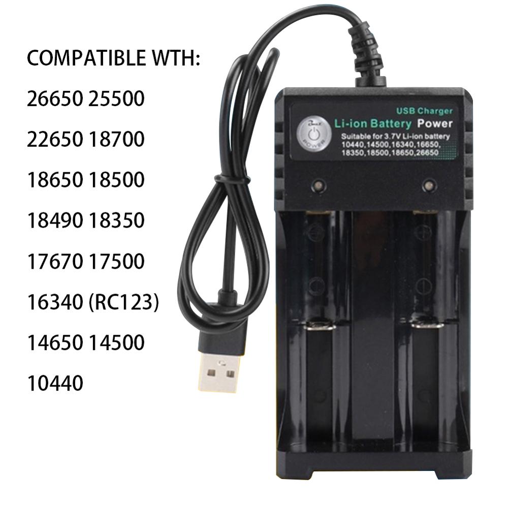 USB 18650 Battery Charger Black 2/1 Slots AC 110V 220V Dual For 18650 16340 14500 Charging 3.7V Rechargeable Lithium Battery