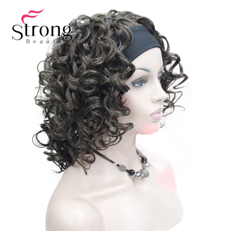 Blonde Highlights Short 3/4 Women's Synthetic Wigs Hairpiece Curly Hair Piece with Headband COLOUR CHOICES: #6
