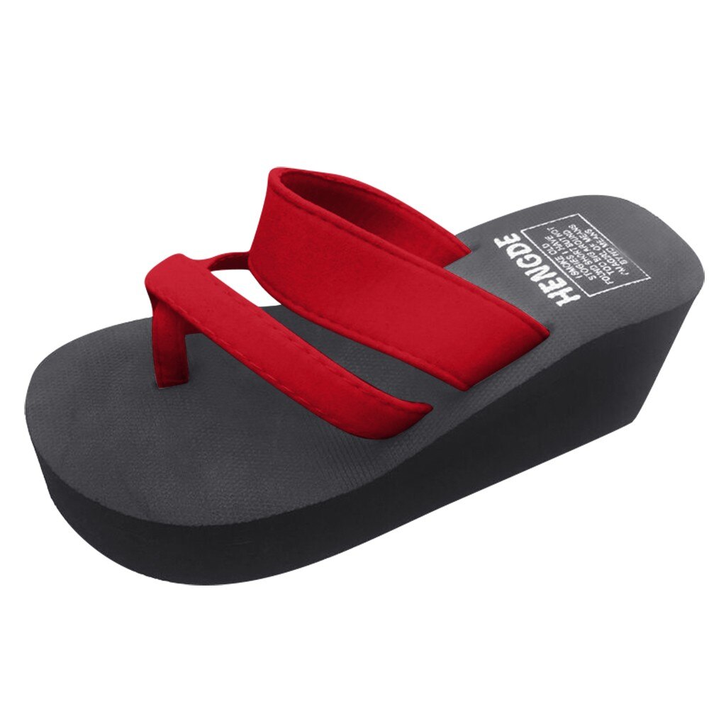 SAGACE été femmes sandales élégantes compensées chaussures antidérapantes tongs pantoufles plage sandales dames en plein air sandales A210: RD / 38