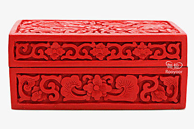 Elaborate Chinese Traditional Technology Red Lacquerware Dragon Phoenix Jewelry Box, Business card Box