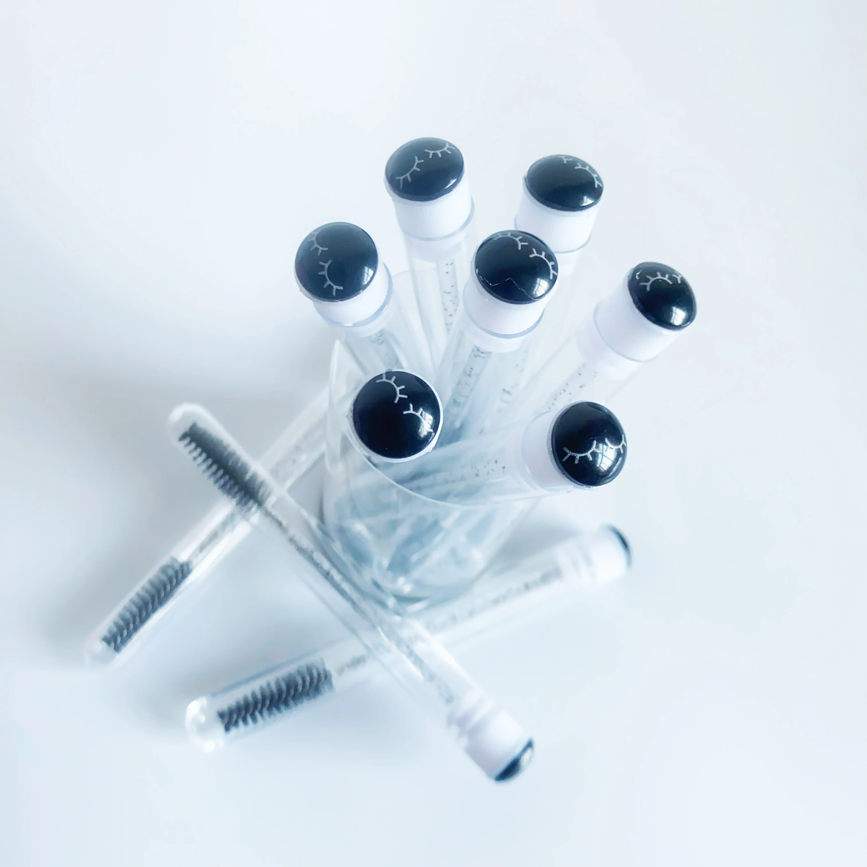 Reusable 50sets Eyelash Mascara Wands With Tube Lash Spoolie Brush In Container Disposable Eyebrow Applicator Case