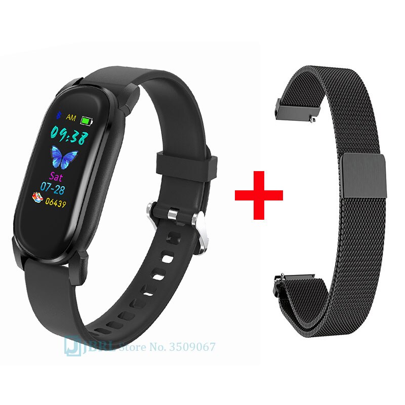 Temperatura Intelligente Banda Delle Donne Degli Uomini Braccialetto Intelligente Inseguitore di Fitness Per Android IOS Smartband Top di Lusso Intelligente Wristband della Fascia di Polso: black add strap 4