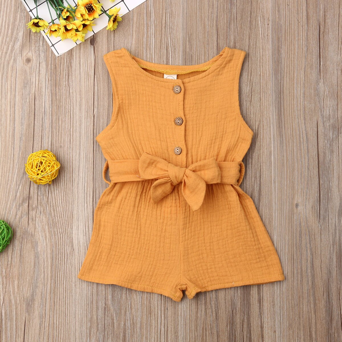 0-24M Zomer Infant Kids Baby Meisjes Jongens Rompertjes Solid Button Mouwloze Jumpsuits Kleding 3 Kleuren