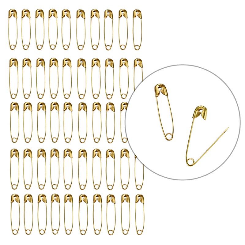 Alfileres de seguridad de , Clip de papel, herramientas de costura DIY, agujas de Metal dorado y plateado, broche de seguridad grande, accesorios, 50 Uds.: 50pcs-6x27mm-gold