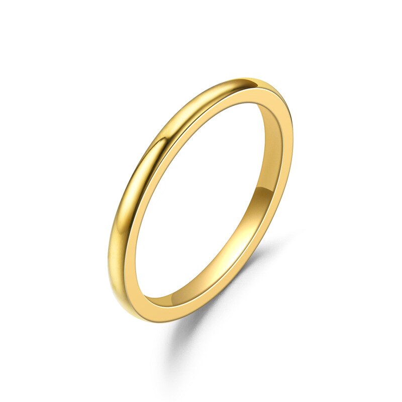 Mode 2mm Kleurrijke Regenboog Ring Rvs Ring Mannen Vrouwen Wedding Band Heren Dames Paar Ringen Sieraden Accessoires: 8 / Gold