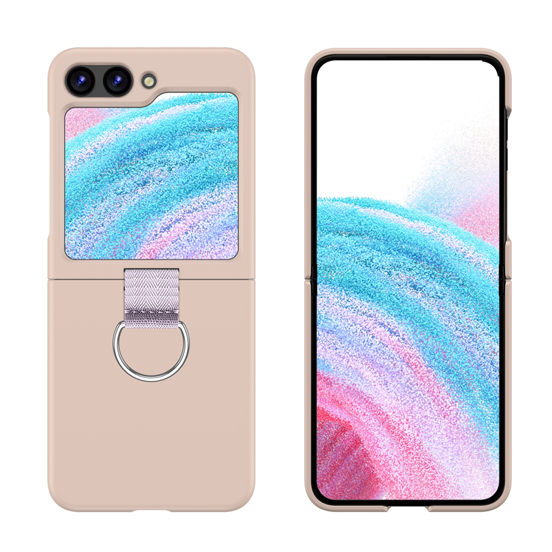 Funda de teléfono sencilla y plegable con hebilla y anillo para Samsung Galaxy Z Flip 3 4 5 5G, funda trasera de silicona suave a prueba de golpes