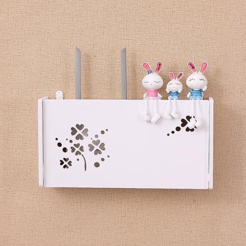 Wifi Router Regal Lagerung Box Kabel Power Draht Halterung Lagerung Boxen Drahtlose Stecker Organizer Regal Wand Montiert Drähte Organizer: Clover-Large