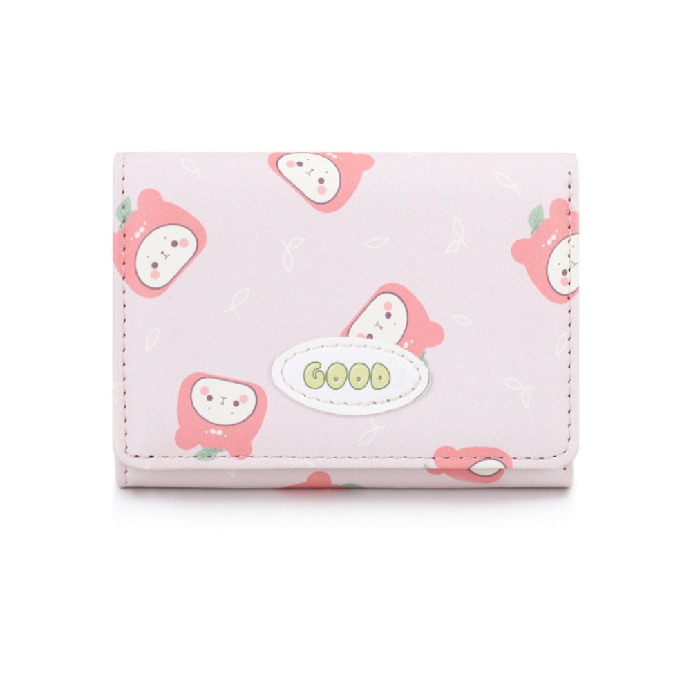 Kreative Bär Drei-fach Brieftasche Cartoon Koreanischen Stil Kurze Brieftasche PU Leder Karte Halter Frauen Geldbörse Student: Gold