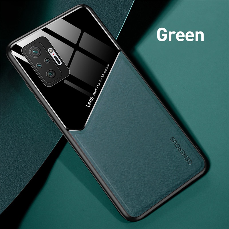 Redmy Note10 Pro Case Leather Car Magnetic Holder Cover For Xiaomi Redmi Note 10 11 Pro 11S 10S 10T Soft Frame Shockproof Coque: Microfiber / green