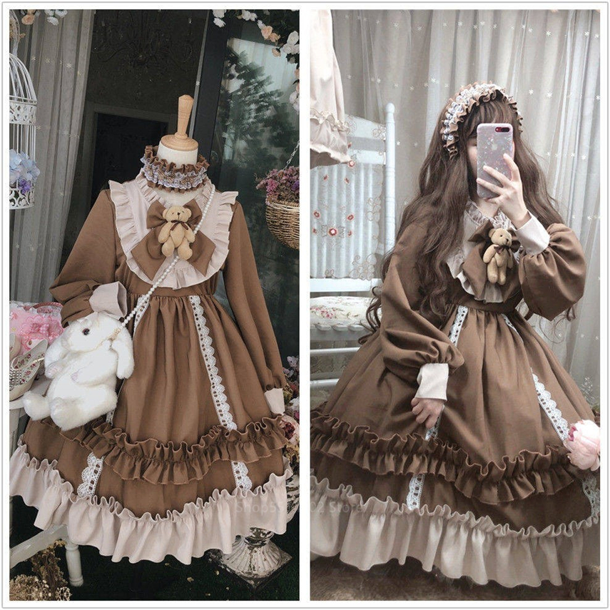Sukienka Lolita dla kobiet Kawaii dla dziewcząt pałac Bow-knot Stiching styl japoński Vestidos szlachetny słodki Gothic szata na imprezę renesansowy