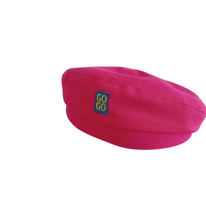 Béret pour enfants de 2 à 6 ans, chapeau de bébé avec lettres brodées, coréenne de printemps, couleur bonbon, accessoires pour enfants,: Rose Red