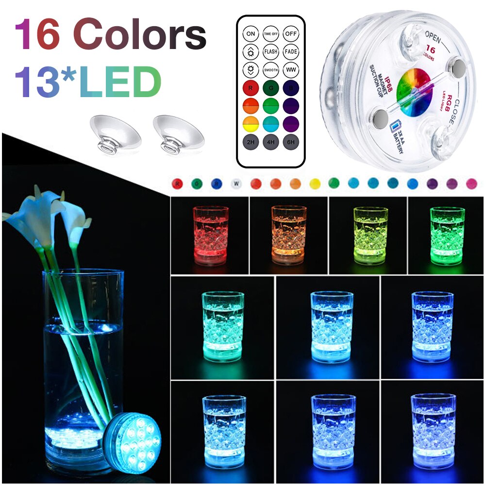 IP68 Unterwasser licht LED Schwimmbad Lampe Wasserdicht Tauchen Saugnapf Gürtel Fernbedienung Brunnen Aquarium Beleuchtung