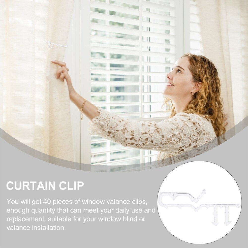40Pcs Blind Valance Clips Window Blind Clips White Valance Retainer Clips