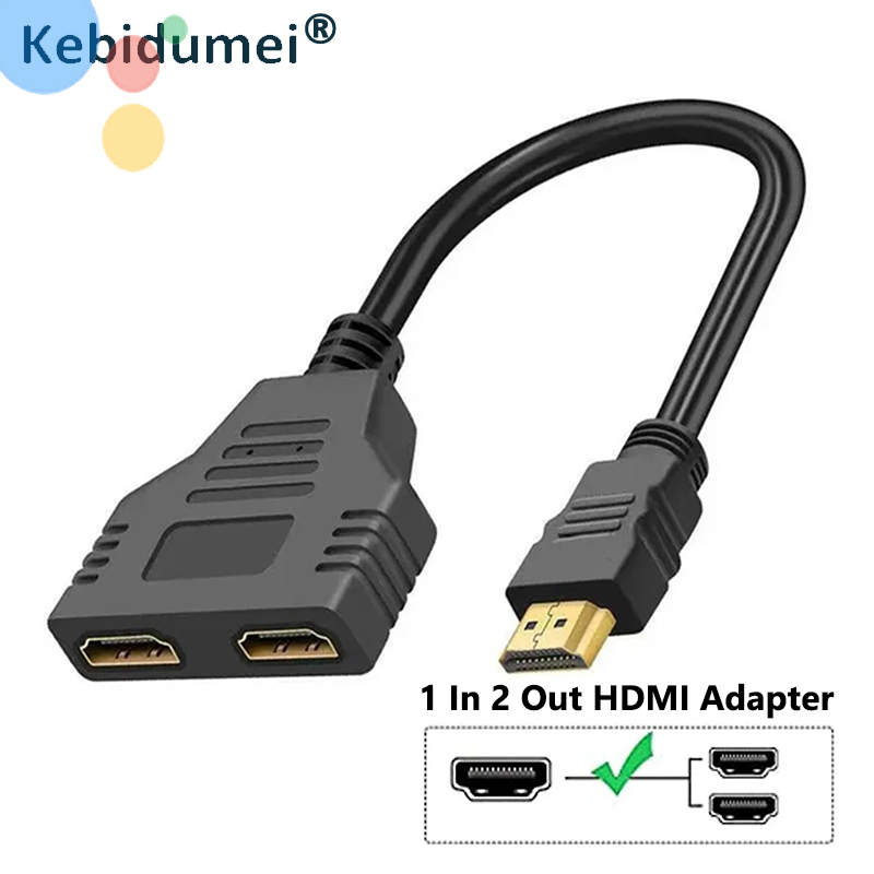 Hdtv 1 in 2 1080p hdtv splitter adapter mannelijk naar vrouwelijk kop adapter hd mannelijk naar vrouwelijk conversiekabel hdmi-compatibele splitter
