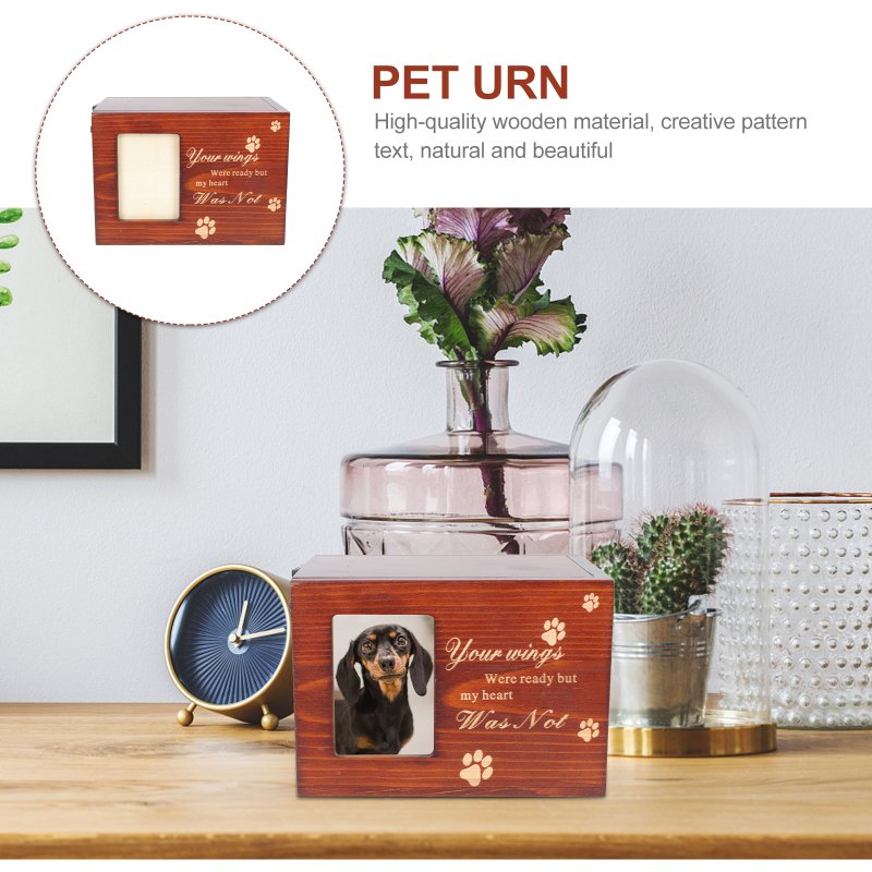 Pet Wooden Coffin Dog Memorial Urn Pet Urn Wooden Memorial Box Pet Cat Dog Funeral Supplies Photo Inlaid Memorial Box Caskets