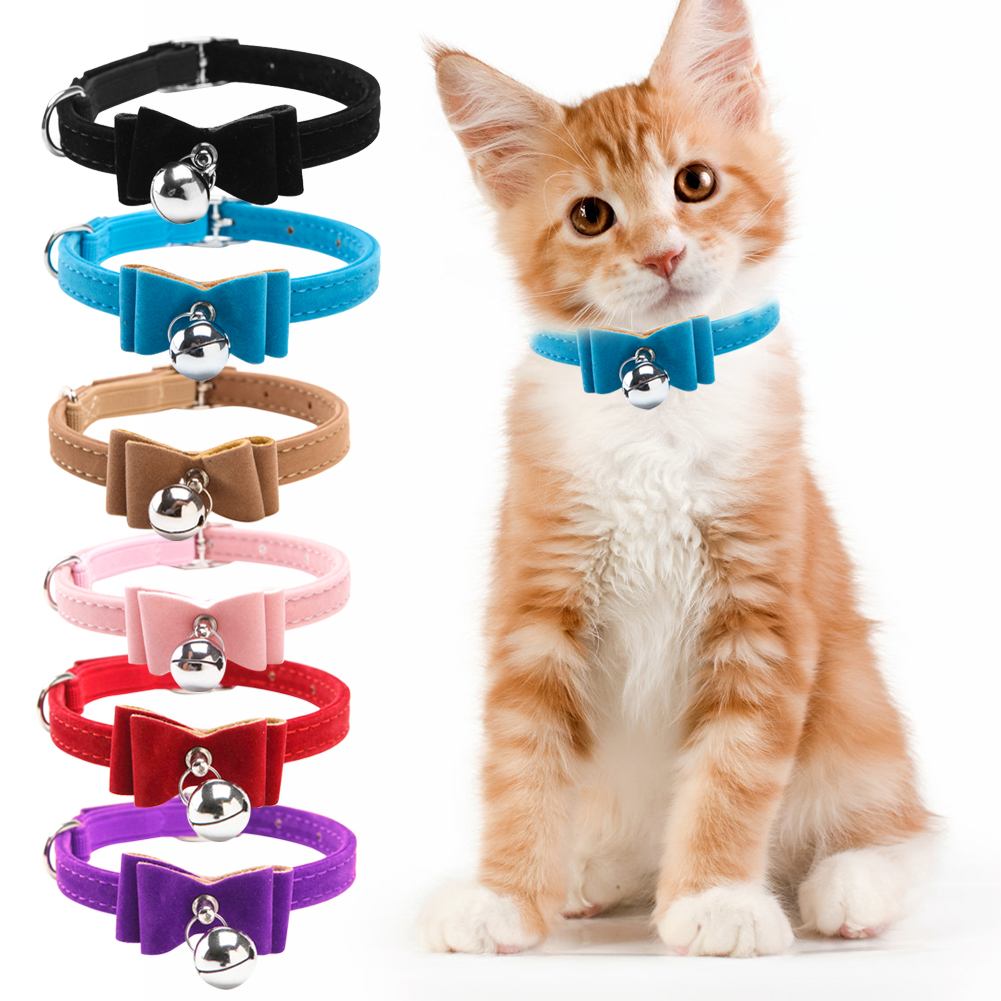Nœud papillon élastique en velours pour chat, 6 couleurs, fournitures pour animaux de compagnie, chiot, chaton
