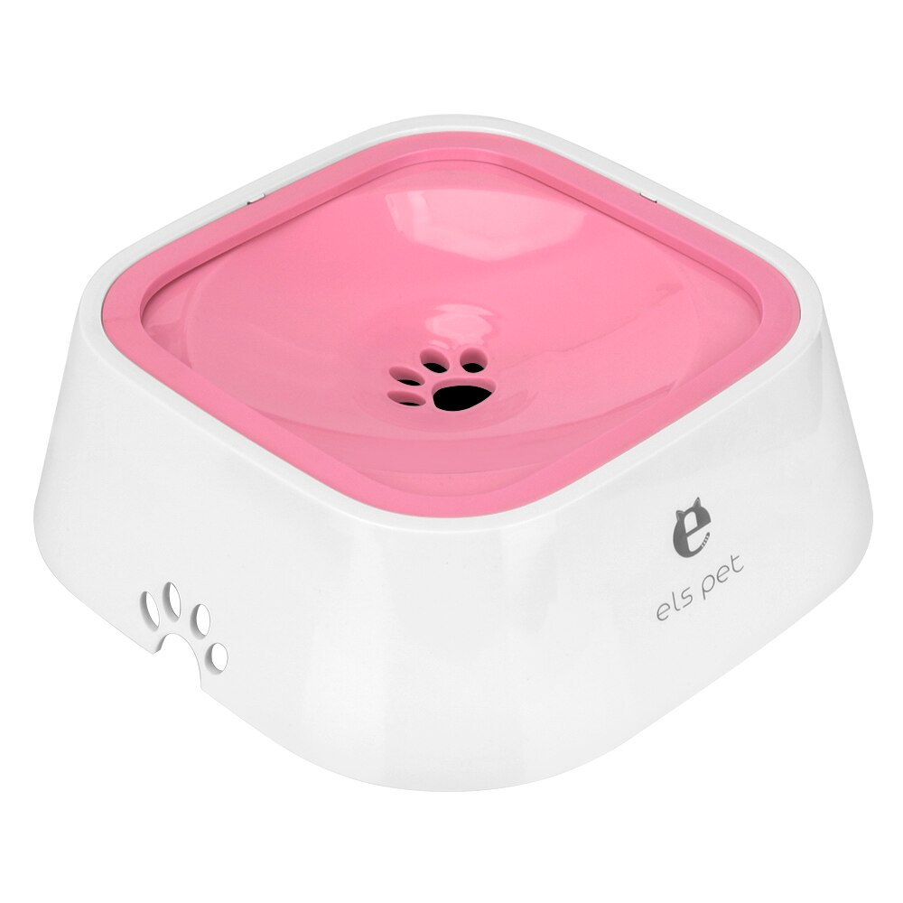 1.5L Anti-Overflow Cat Dog Water Bowl Slow Water Feeder Dispenser Carried Floating Bowl Pet Fountain: Pink