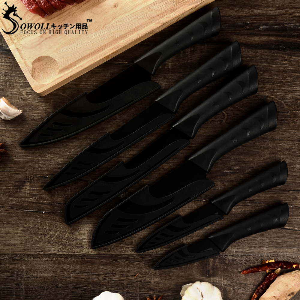 Sowoll superior 7 cr 17 ruostumattomasta teräksestä valmistettu keittiöveitsisetti sakset veitsenpidike japanilaiset keittiöveitset työkalut 8 kpl sarja