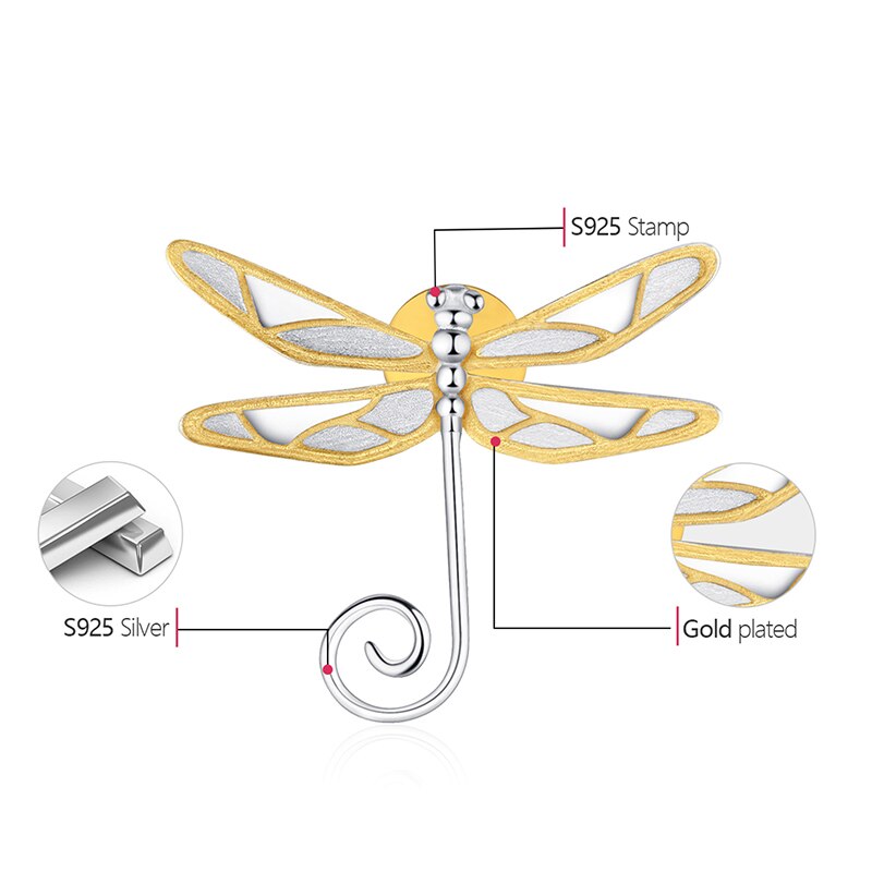 Lotus Plezier Echte 925 Sterling Zilver Natuurlijke Stijl Handgemaakte Fijne Sieraden Schattige Dragonfly Broches Pin Broche Voor Vrouwen