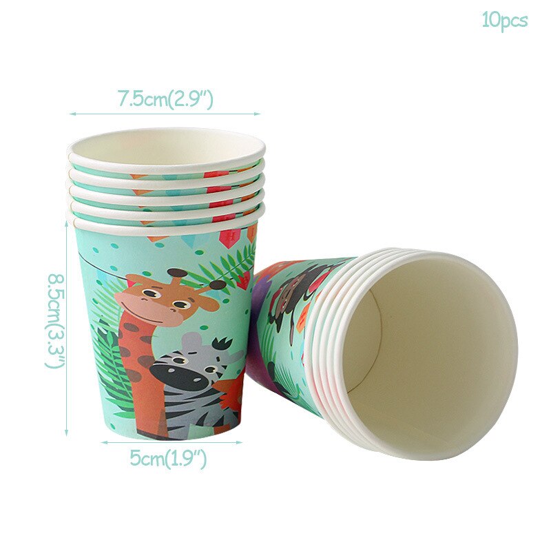 Zoo Party Verjaardag Producten Lion Jungle Papier Plaat Cup Bos Decoratie Huishoudelijke Food Grade: paper cup 10pcs