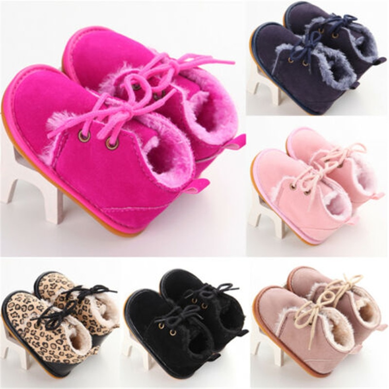 Pasgeboren Baby Meisje Schoenen Zomer Warme Snowboots Peuter Baby Booties Zwart Rood Meisjes Pre-Walker Baby Jongens Tie up Babyschoenen