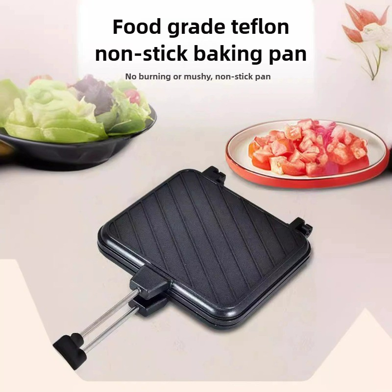 Aluminum Alloy Sandwich Maker Pan Double Sided Frying Pan Non-Stick Sandwich Grill Pan Detachable Sandwich Maker Cookware