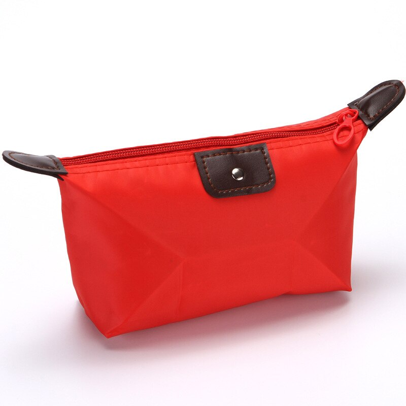 Aosbos Women Travel Toiletry Make Up Cosmetic Pouch Bag Waterproof Nylon Wash Bags Clutch Case Cosmetic Bag Makeup Organizer: Red