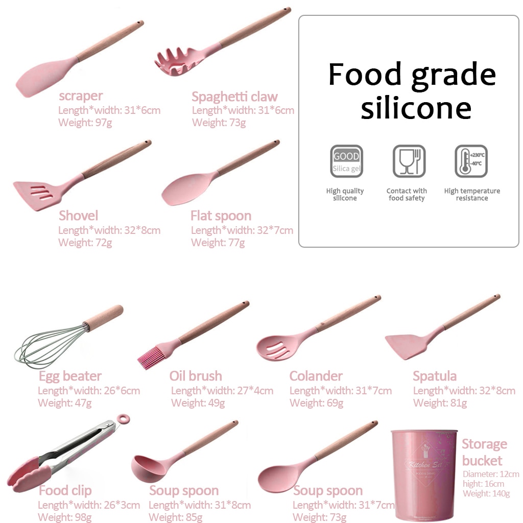 Conjunto de utensilios para cocina de silicona con caja de almacenamiento, espátula, Cucharillas, accesorios de cocina, 9/10/12 Uds.