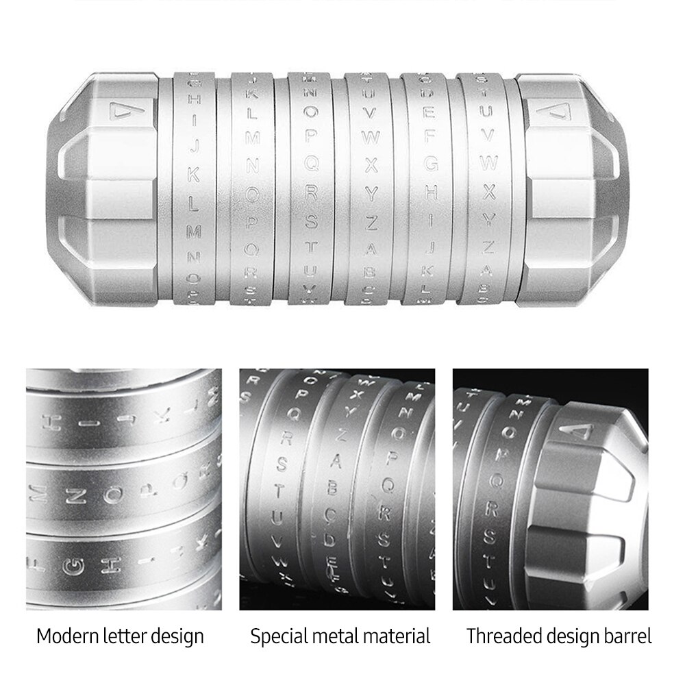 Mini cerradura de código Cryptex, procesamiento CNC, Día de San Valentín, delicado, interesante, romántico, de cumpleaños, Plata